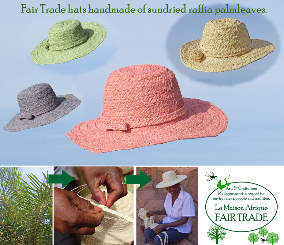 raffia palmleaves fairtrade hats handmade of raffia palmleaves